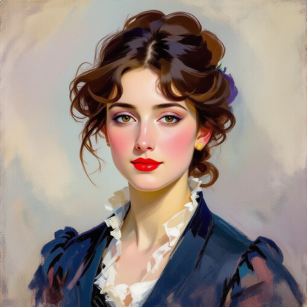 Impressionist Portrait Evoking 19th Century French Masters