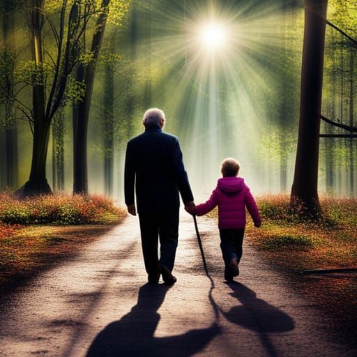 Heavenly Walk with Father in Divine Sunshine