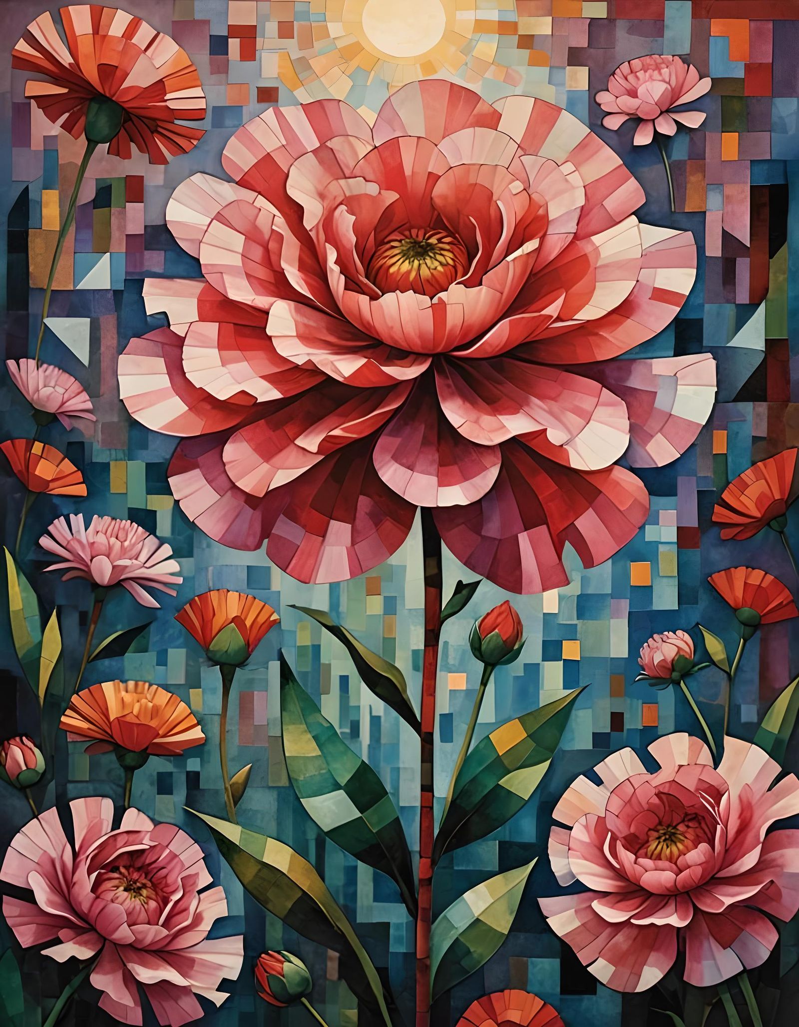 Carnation flower - Cubism