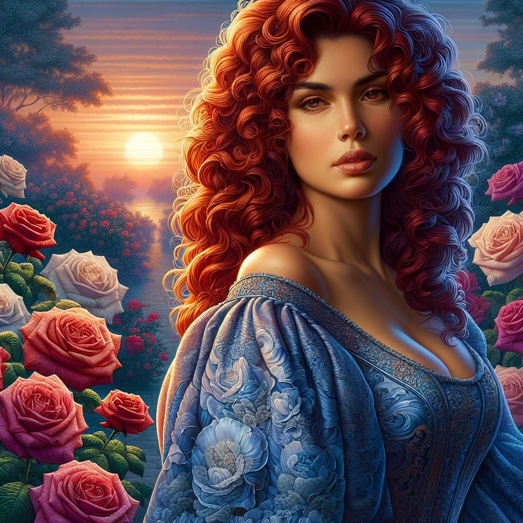 Woman with curly red hair
