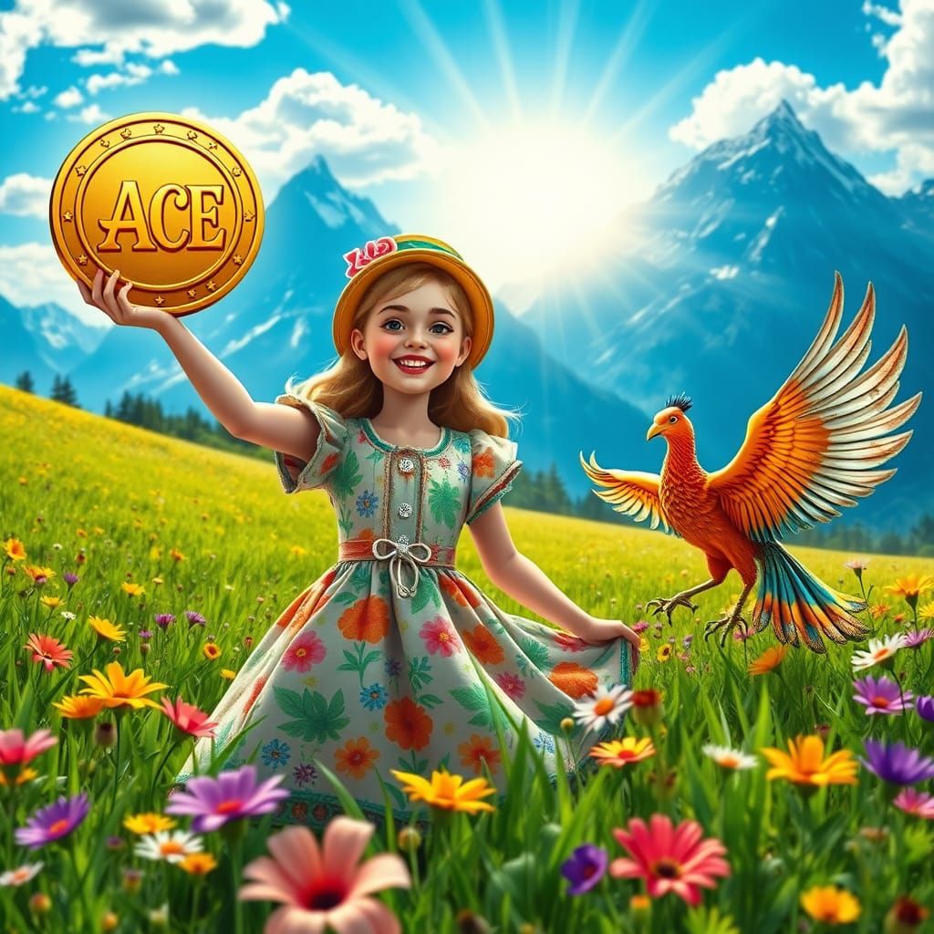 Alice in Wonderland with Gold Coin, Pop Surrealism