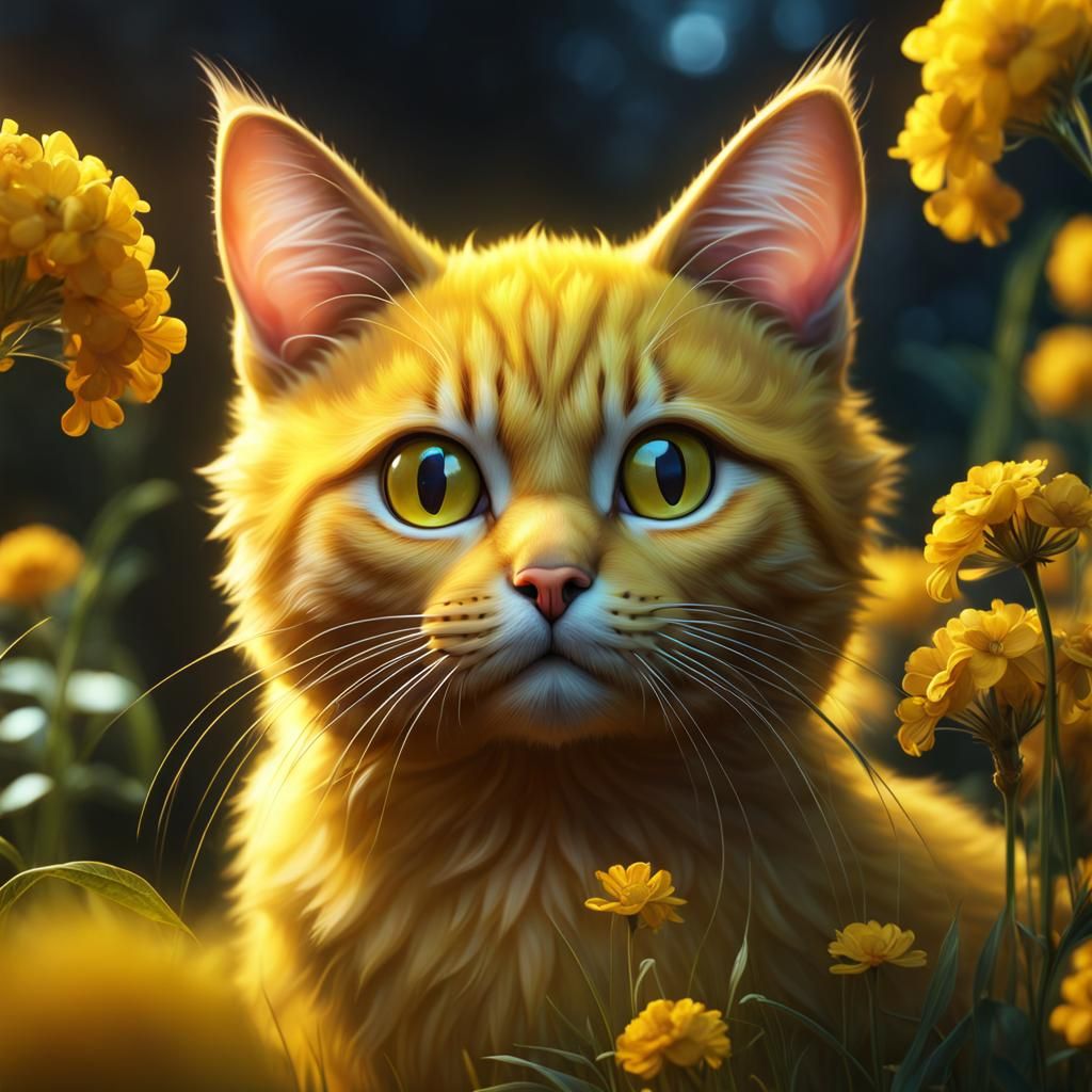 Cute Yellow Cat Fantasy Concept Art