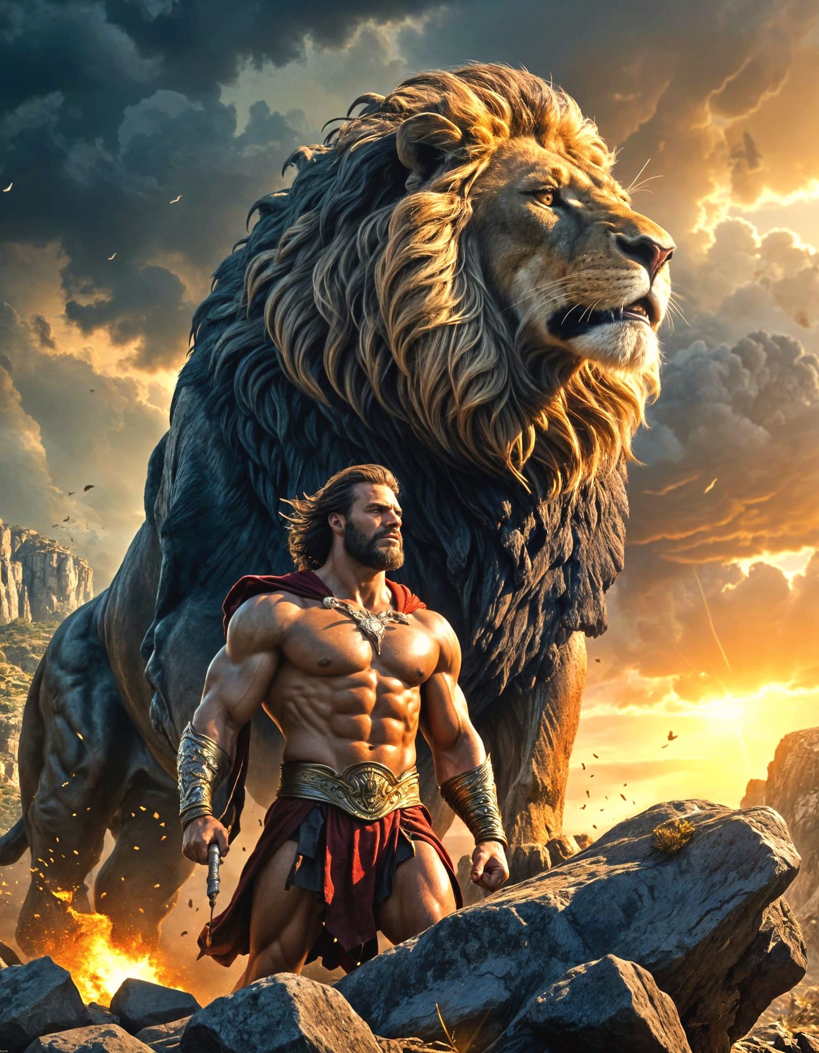 God of Strength Unleashed in Epic Cinematic Pose