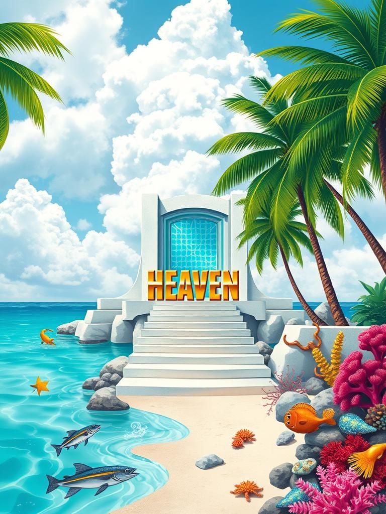 Retro Travel Poster: Stairway to Tropical Heaven