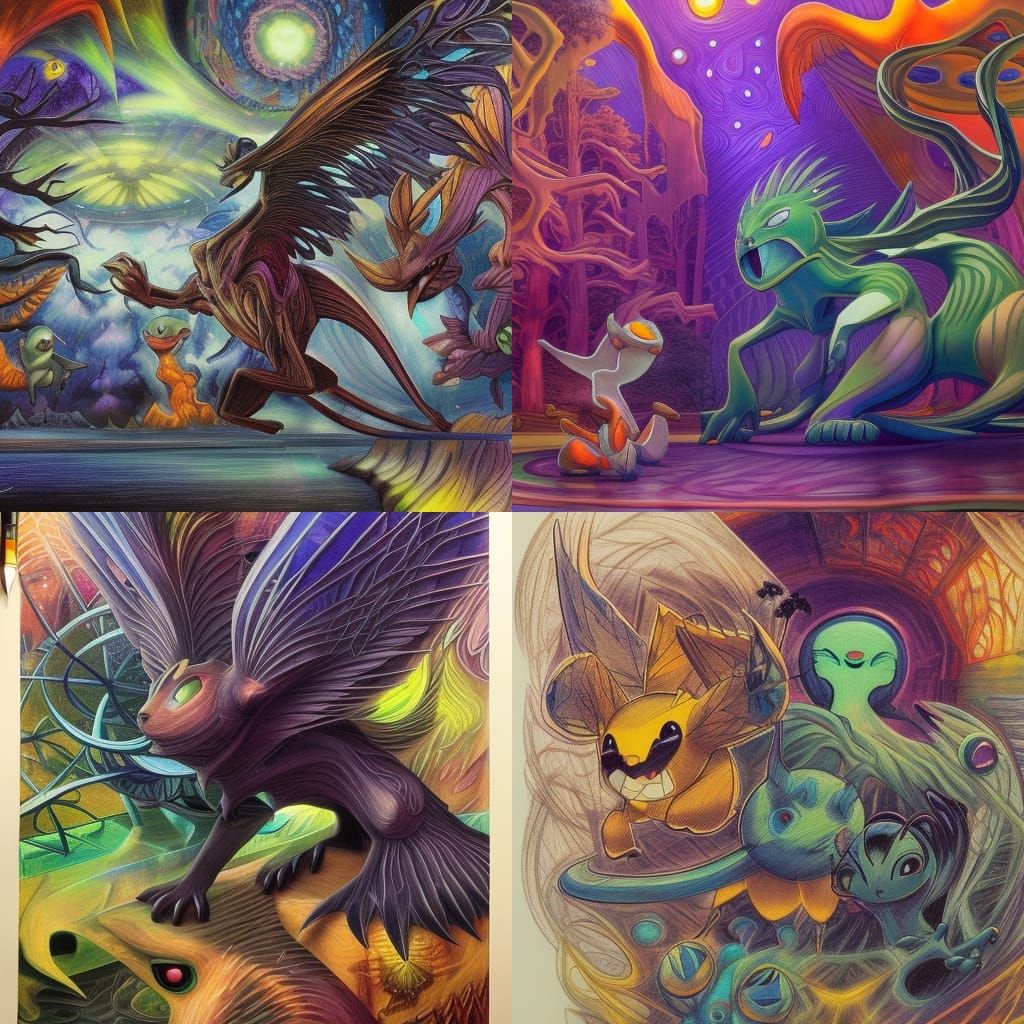 Hypno Pokemon in Dystopian Cosmic Astral Aurora