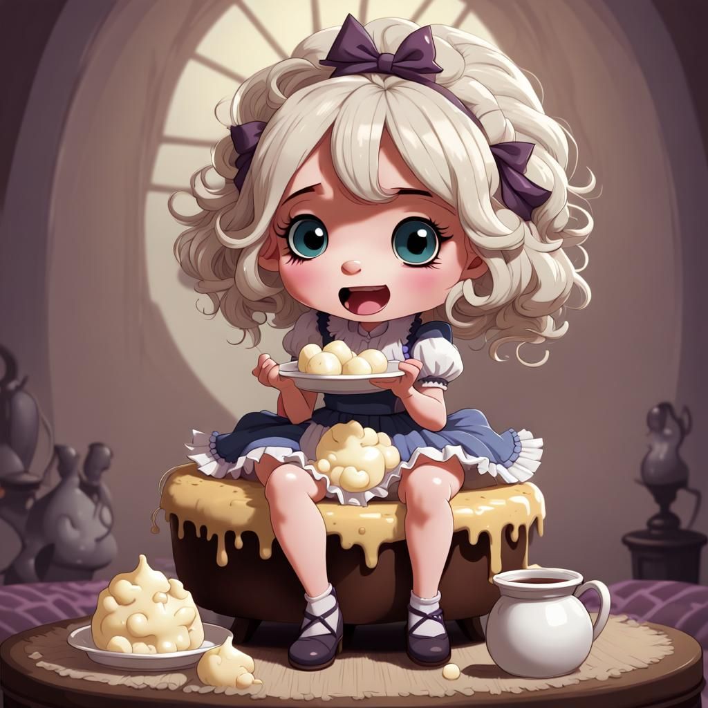 Little Miss Muffet in Chibi Art Style