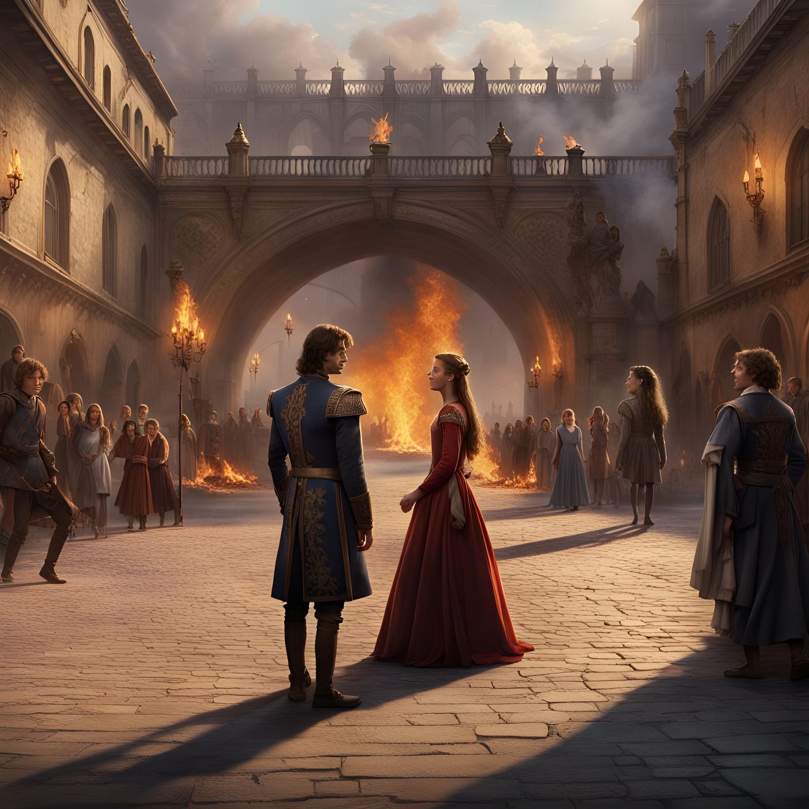 Royal Drama Unfolds in Burning Courtyard