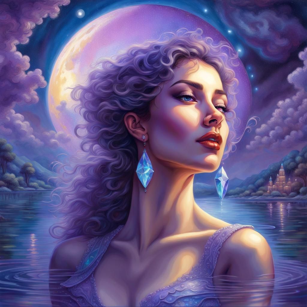 Astral Beauty in Moonlight: A Cosmic Illustration