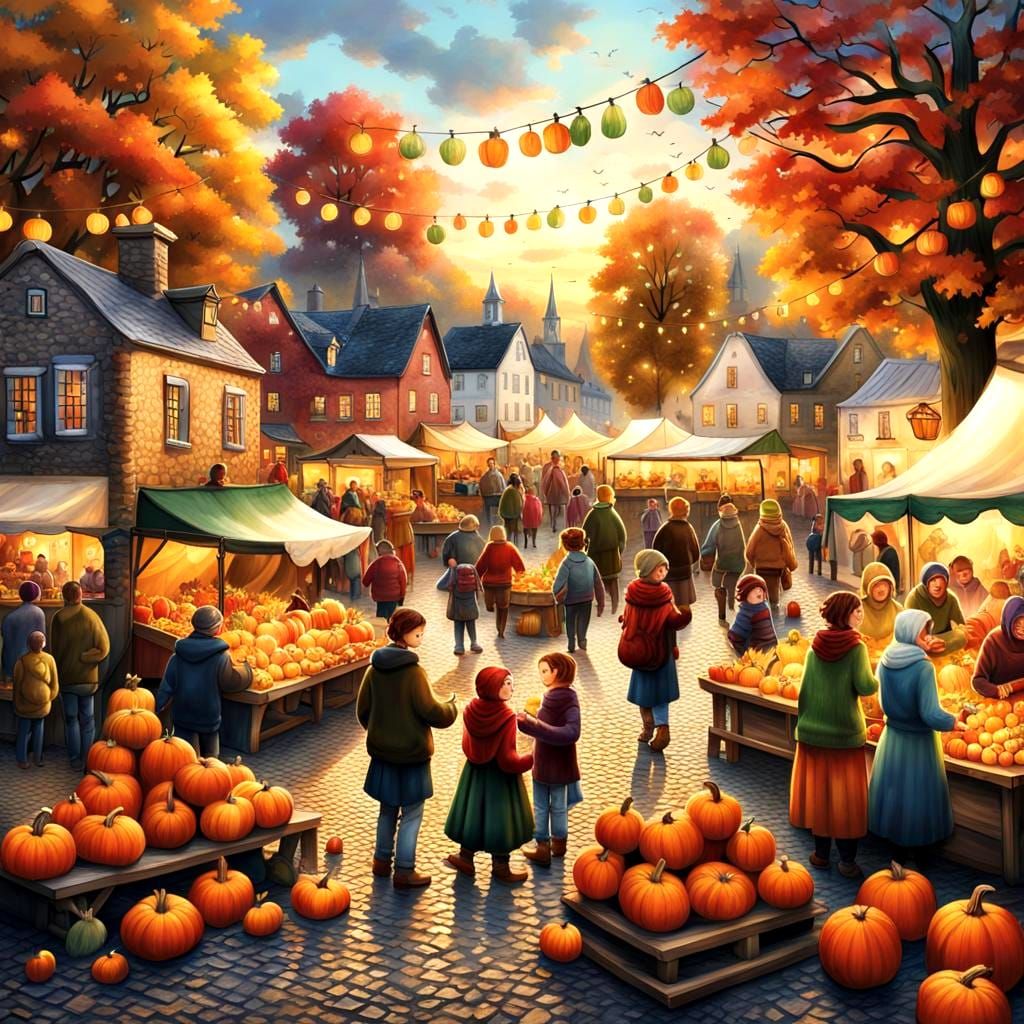 Autumn Harvest Festival in Quaint Village: Cinematic Film St...