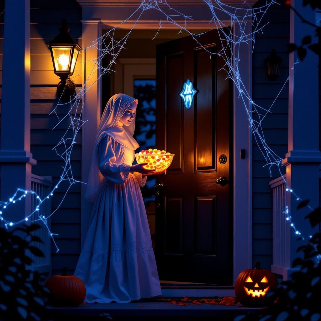 Translucent Homeowner Offers Glowing Candies in Eerie Hallow...