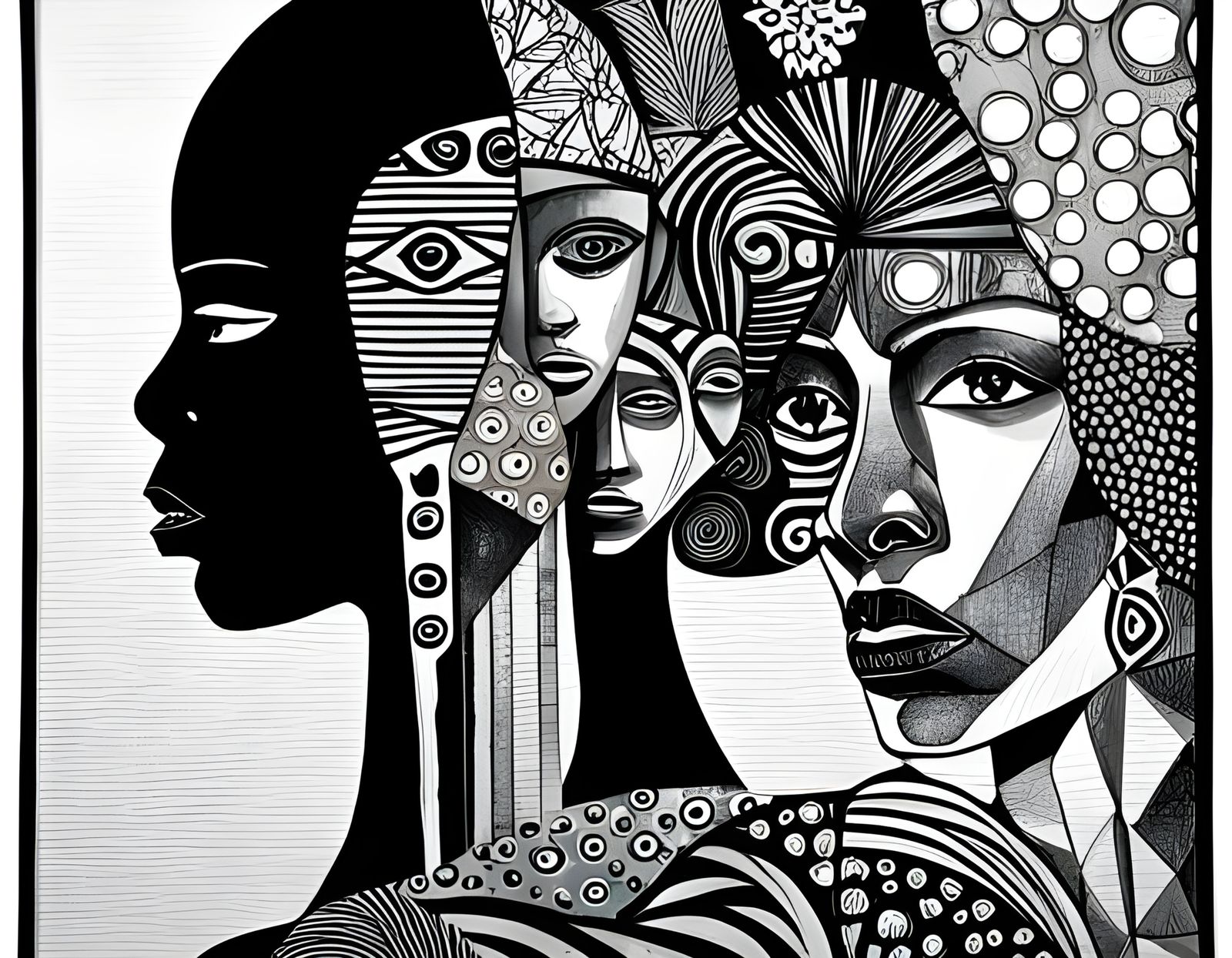 Iridescent African Masks in German Expressionist Style
