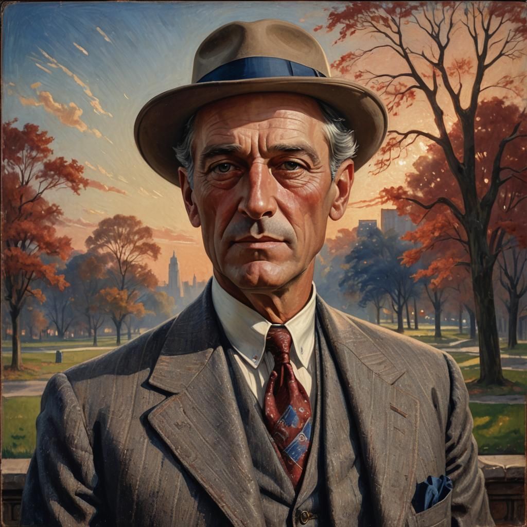 1920s Portrait of a Chicago Man in Art Deco Style