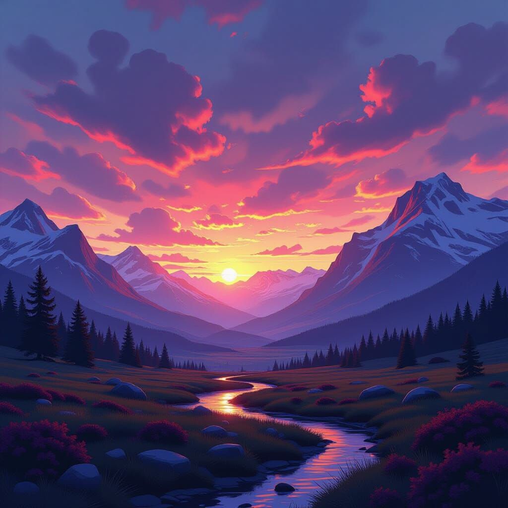 Majestic Landscape Art in Digital Painting Style
