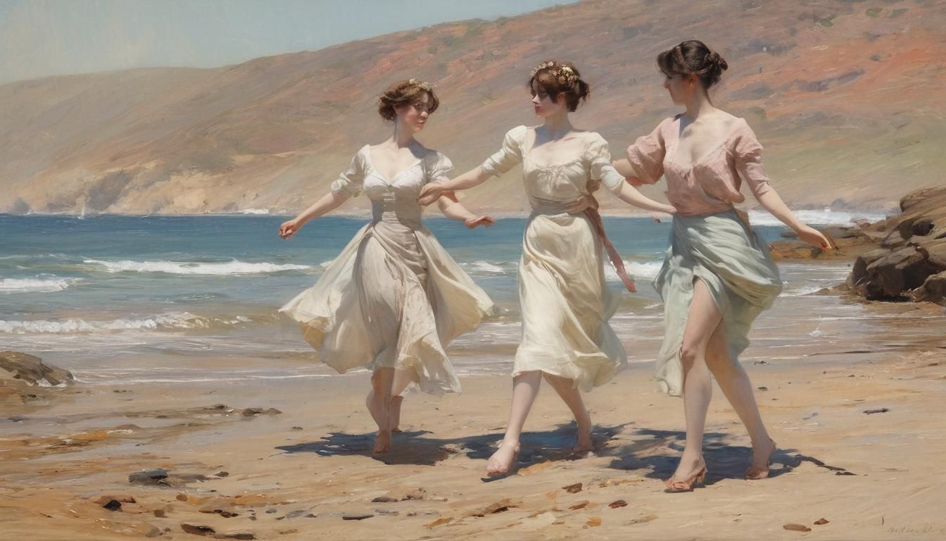 Beach Dance in Watercolour Style