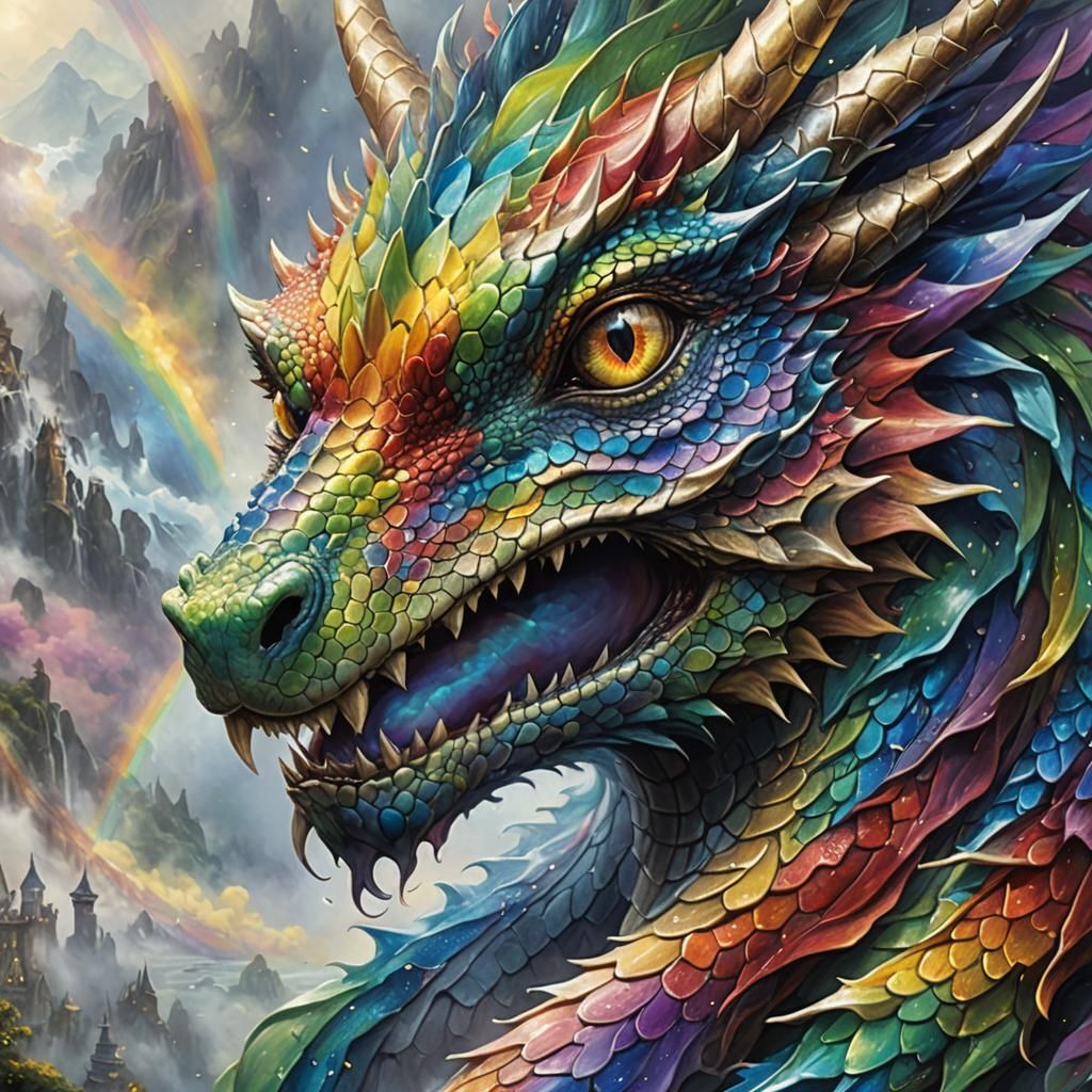 Rainbow Dragon Eye in Ethereal Fantasy Style