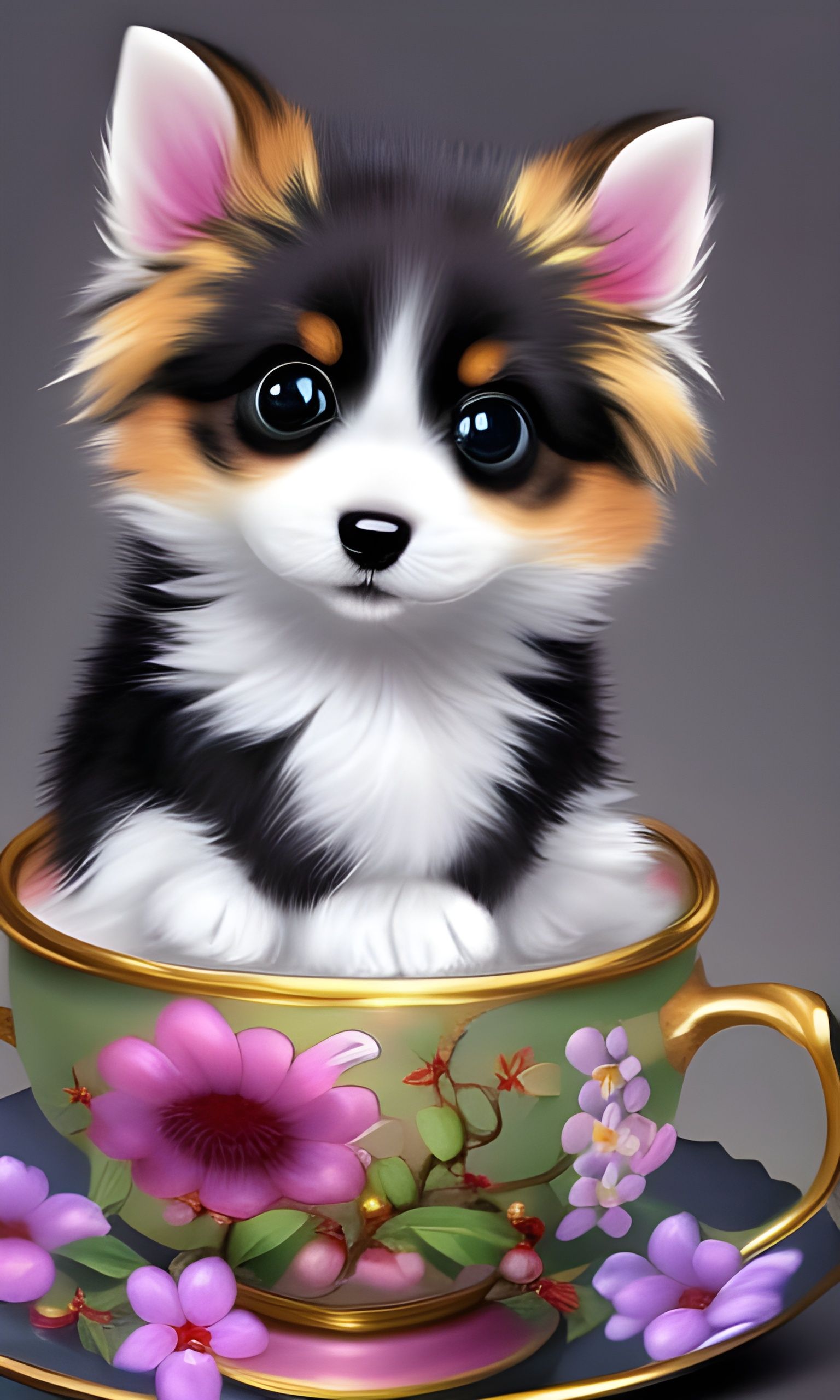 Adorable puppy in a tea cup