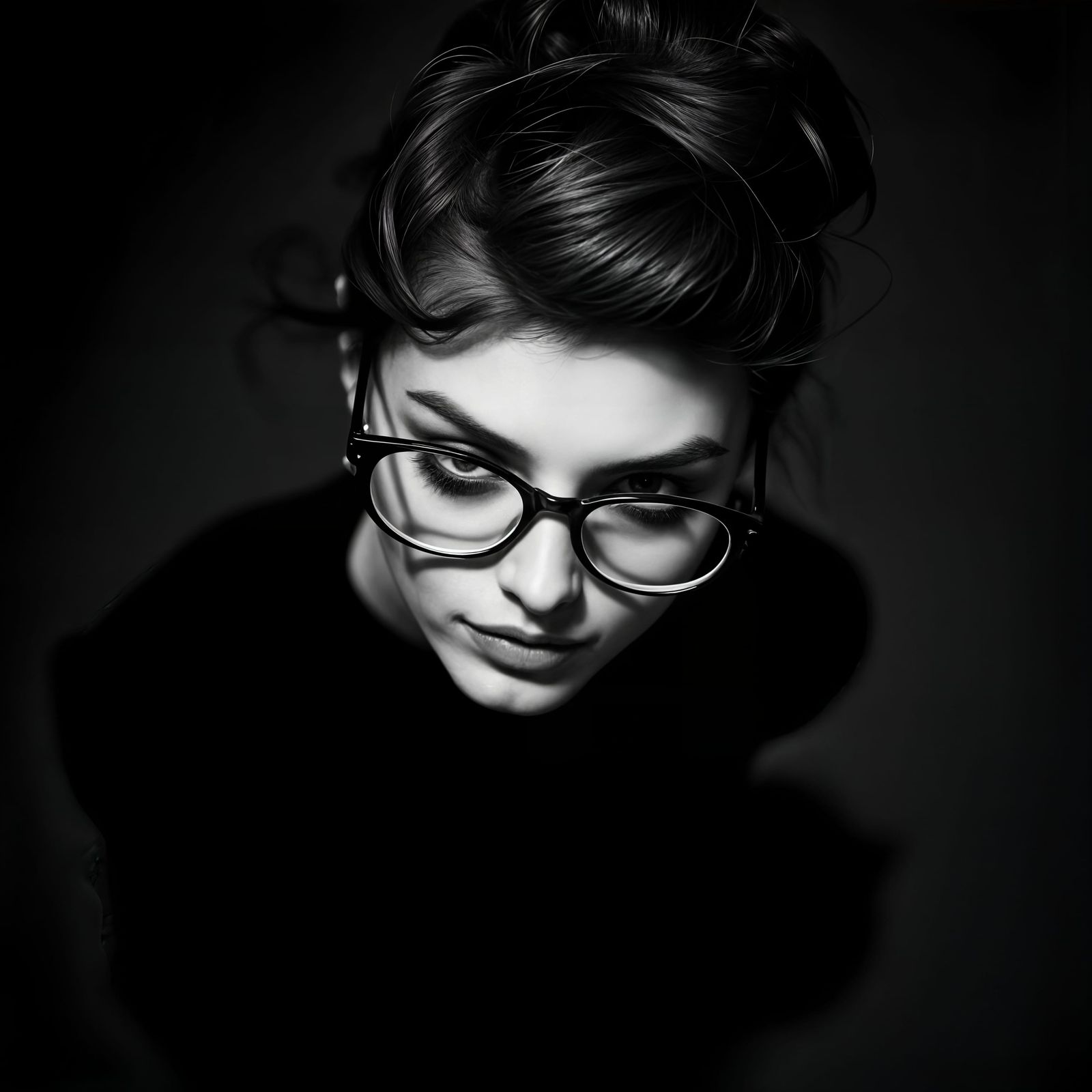 Glamorous Woman in Elegant Glasses, 1950s Hollywood Style