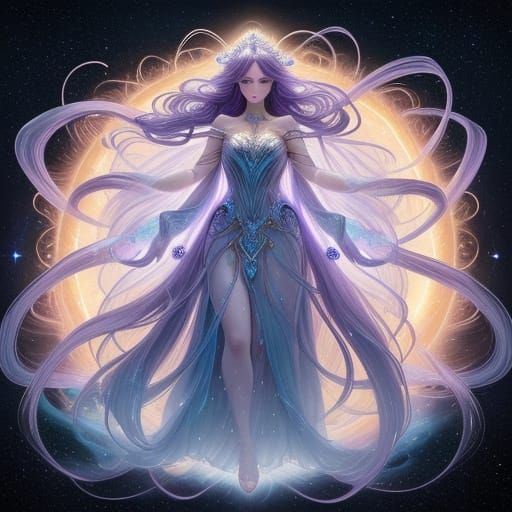 Stellar Goddess with Flowing Nebular Corona