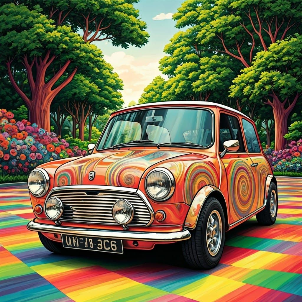 Psychedelic Austin Mini Cooper