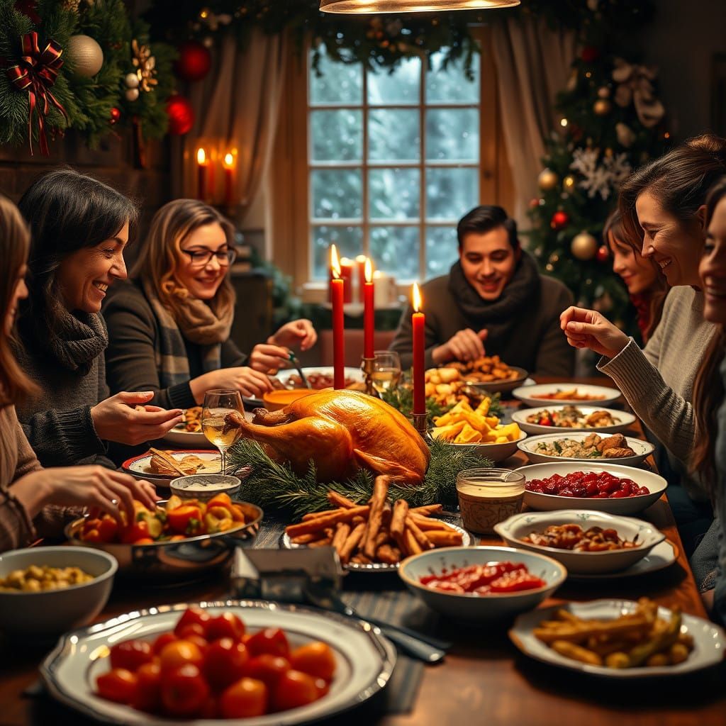 Warm Winter Feast in Intimate Holiday Setting