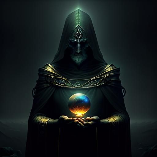 Mystical Tarot Cards with Glowing Crystal Ball