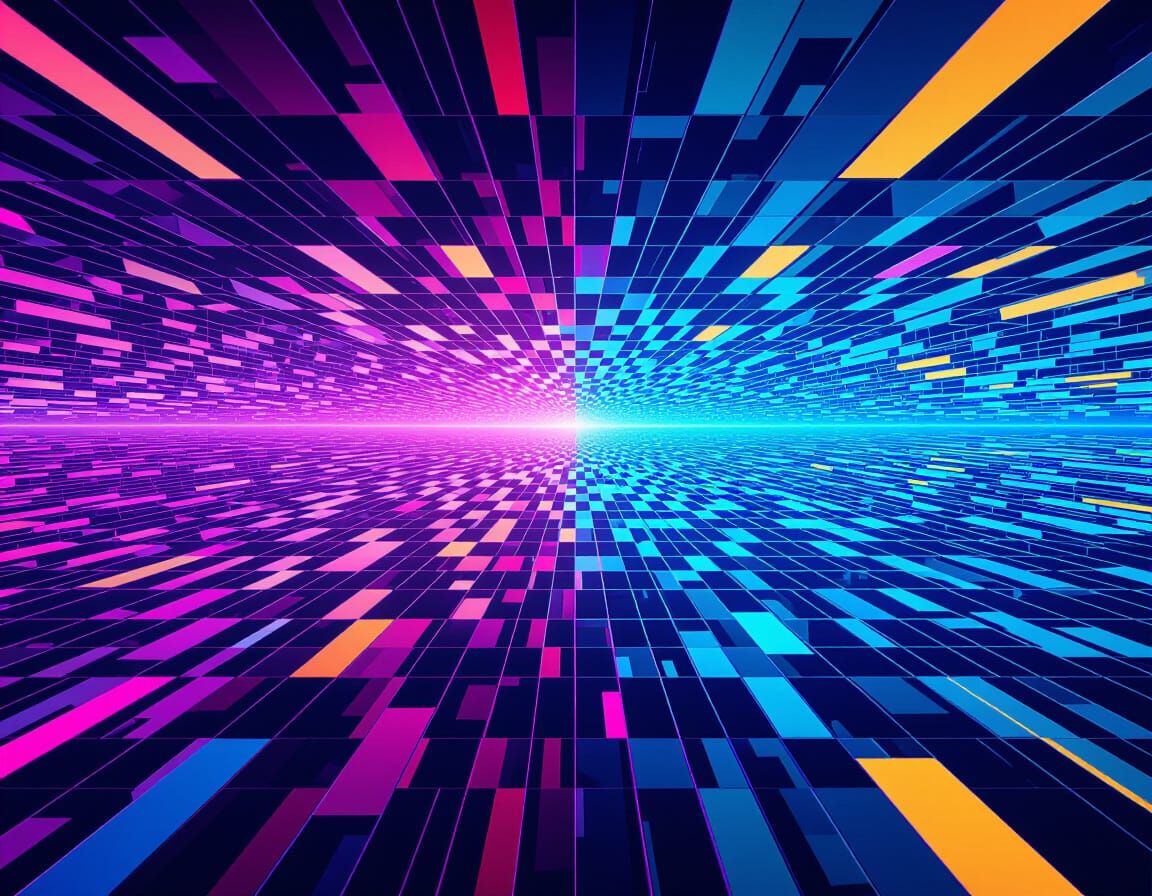 Neon Rivers: Geometric Abstraction in Vector Art