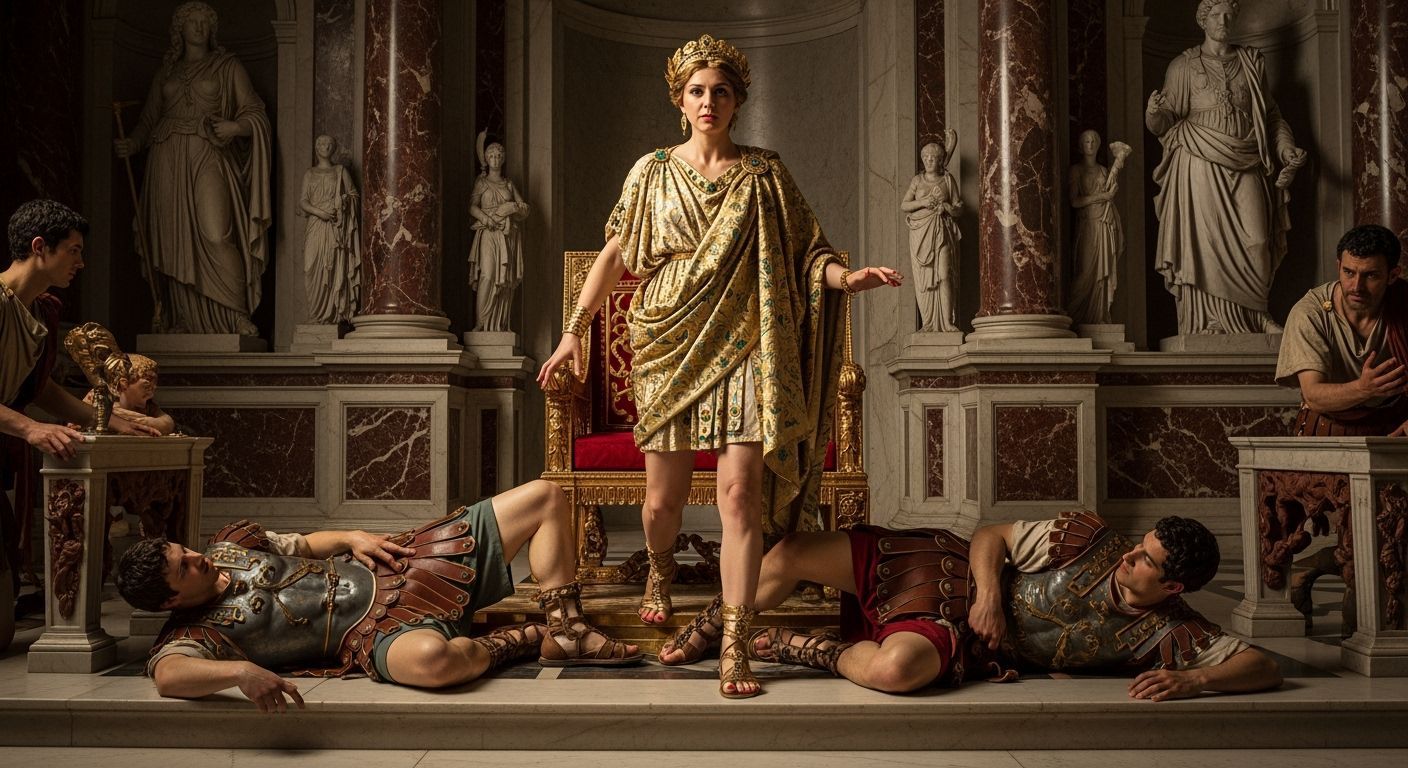 Roman Empress in Opulent Throne Room, Baroque Style