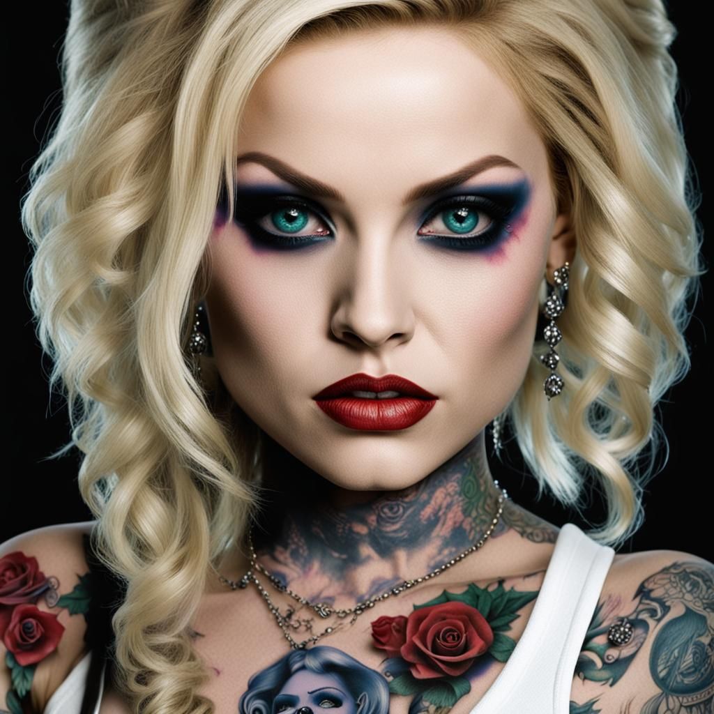 Blonde Woman with Tiffany Tattoo Digital Art