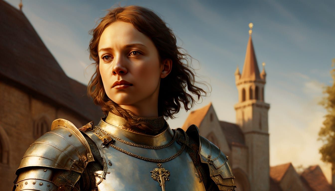 Heroic Medieval Portrait of Joan of Arc in Armor