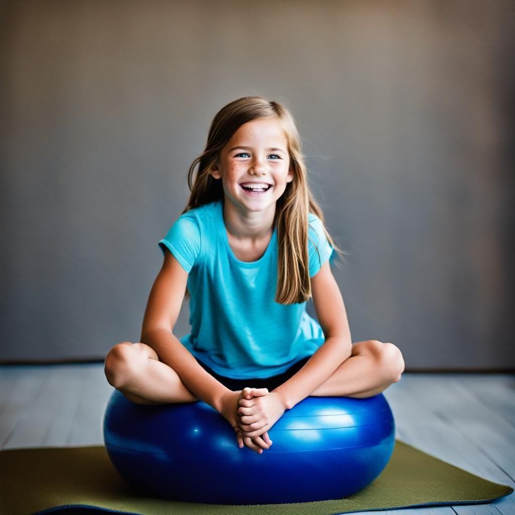 Laughing Girl on Yoga Ball, Professional Photography