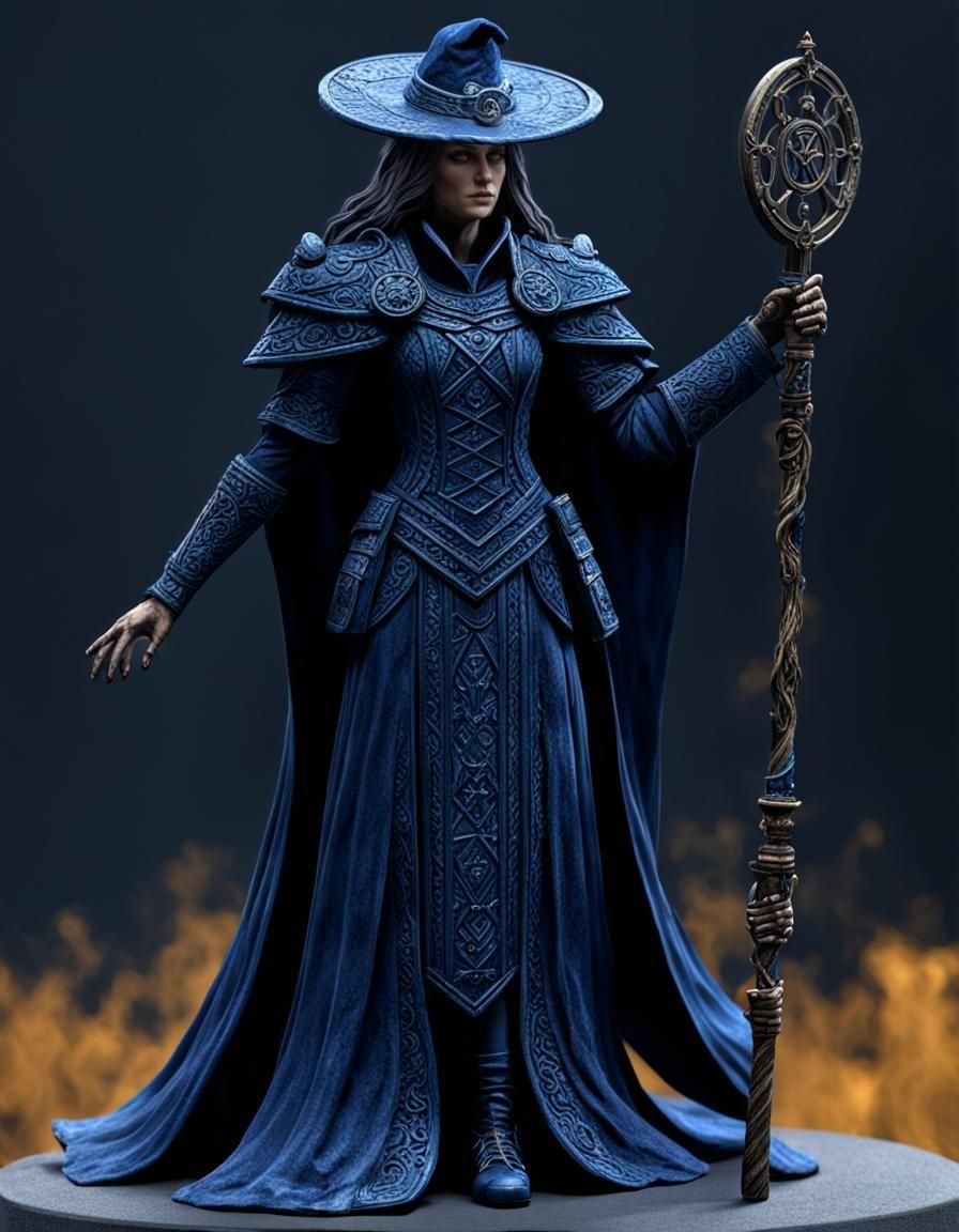 Runic Witch: Elite Gate Guardian in Dark Blue
