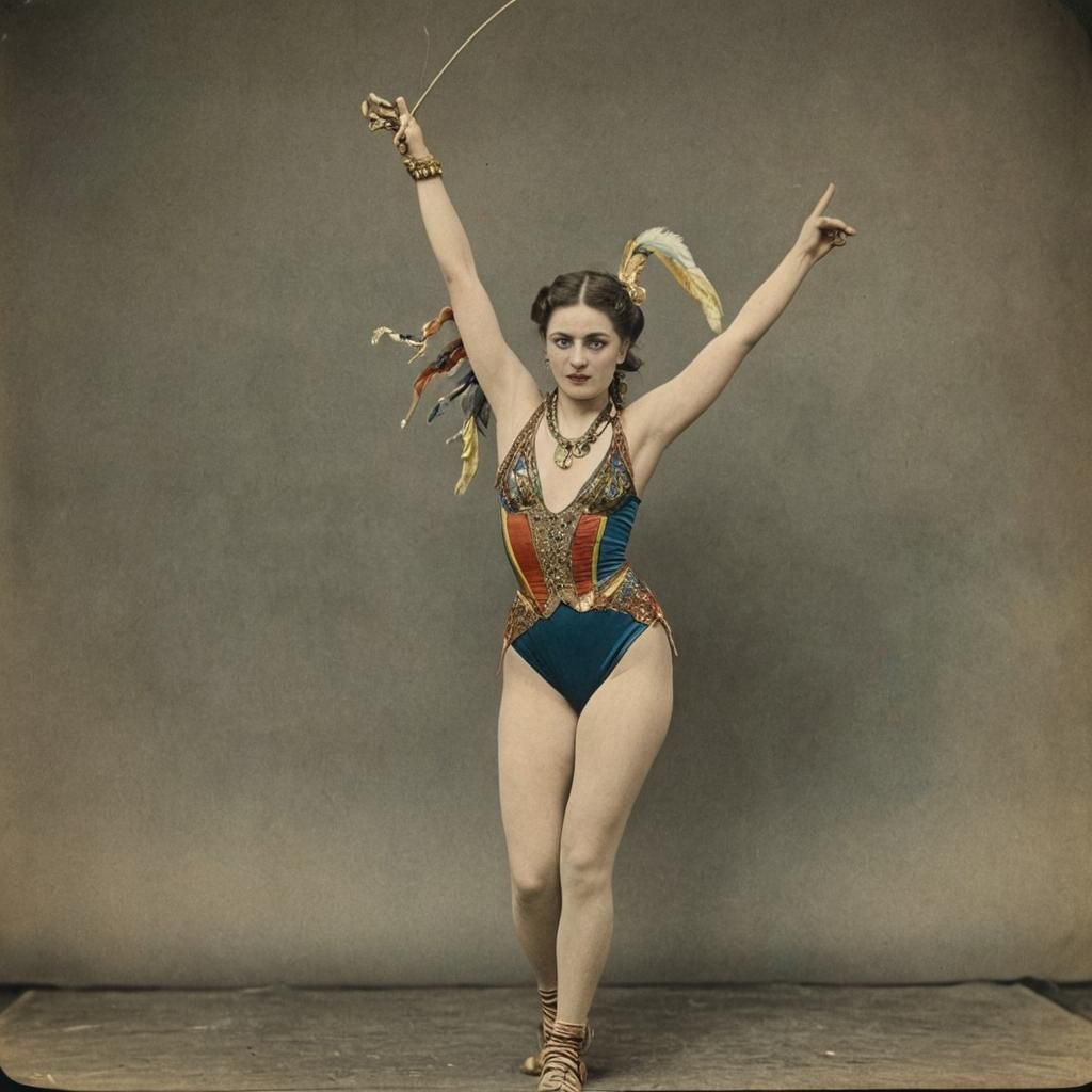 Vintage Circus Performer in Hand-Colored Style