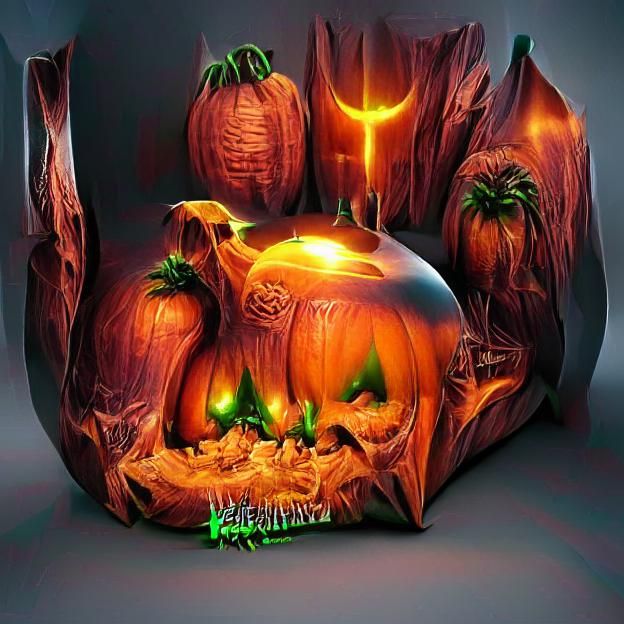Festive Halloween Jack-o'-Lantern with Spooky Grin