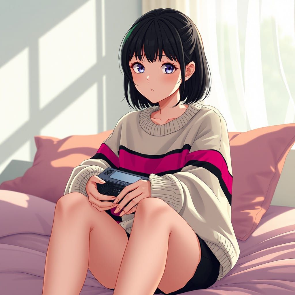 Vibrant Anime Goddess Lost in Thought