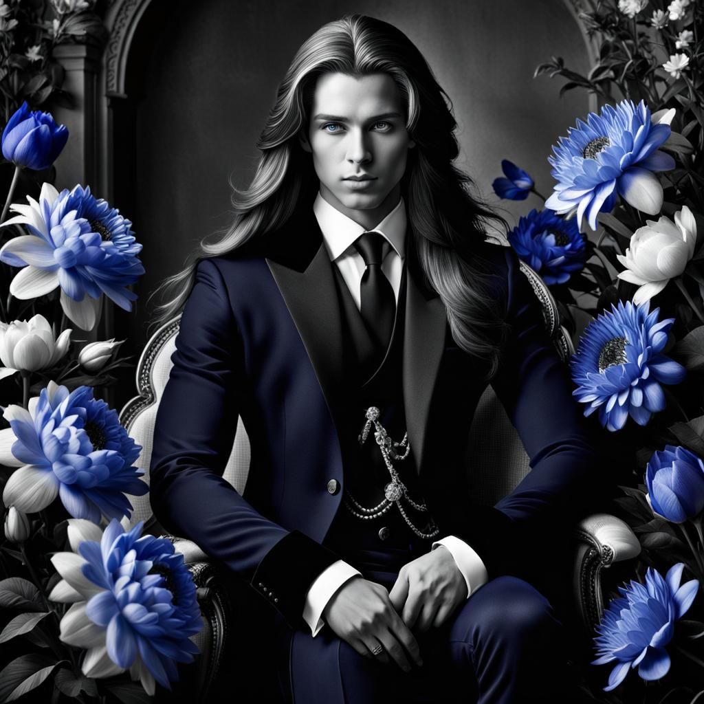 Monochrome Portrait of a Prince with Cobalt Eyes