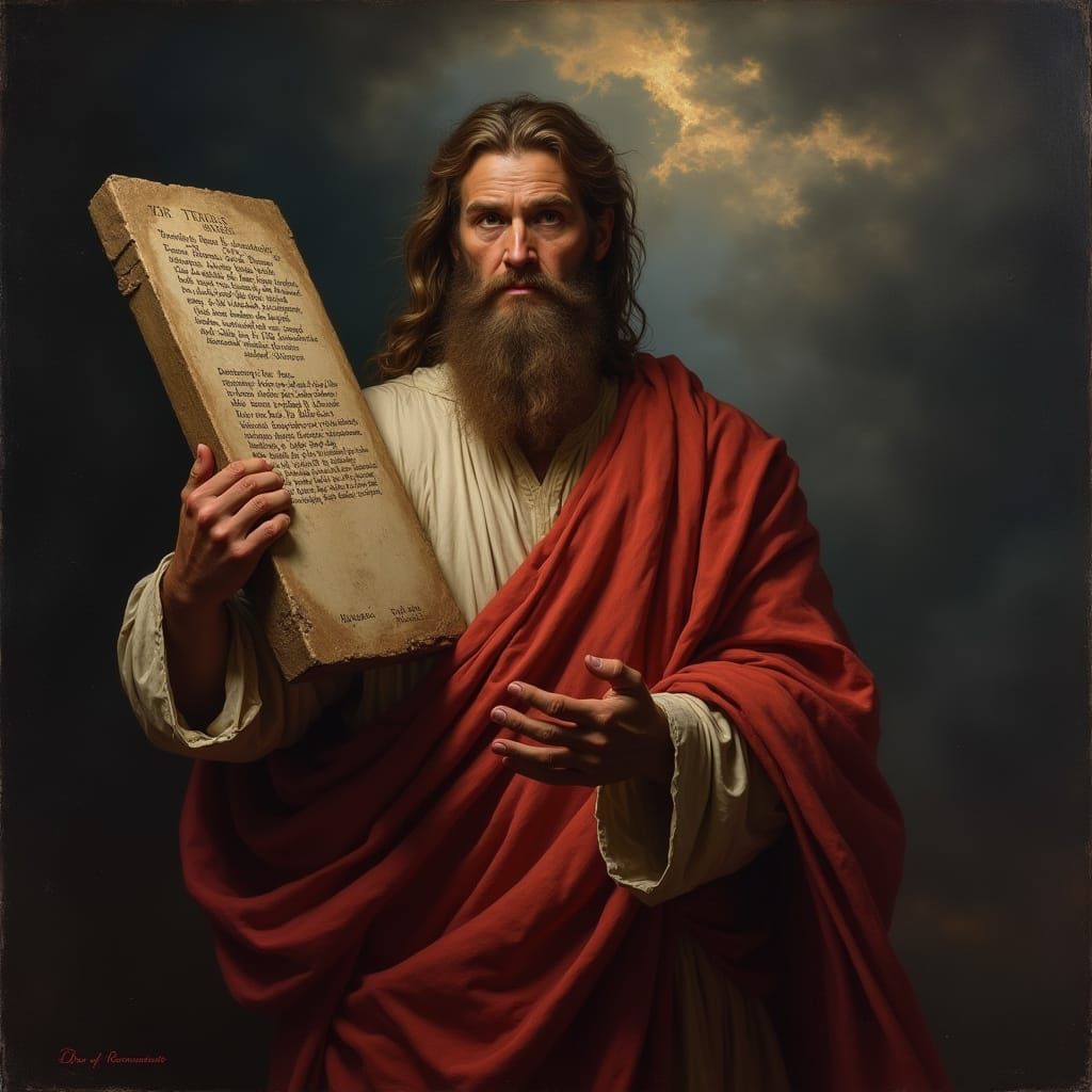 Moses with the Ten Commandments in Renaissance Style