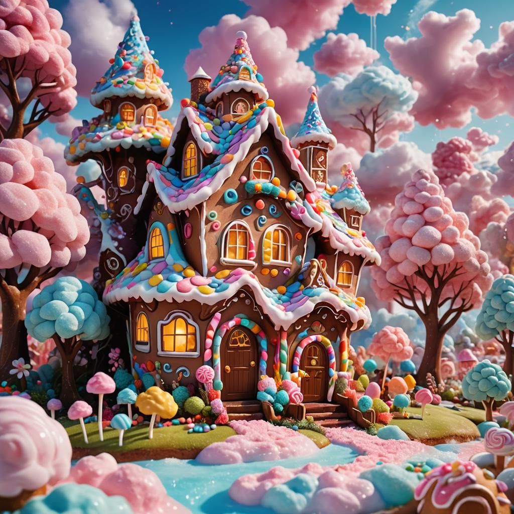 Whimsical Candy House in Cotton Candy Garden