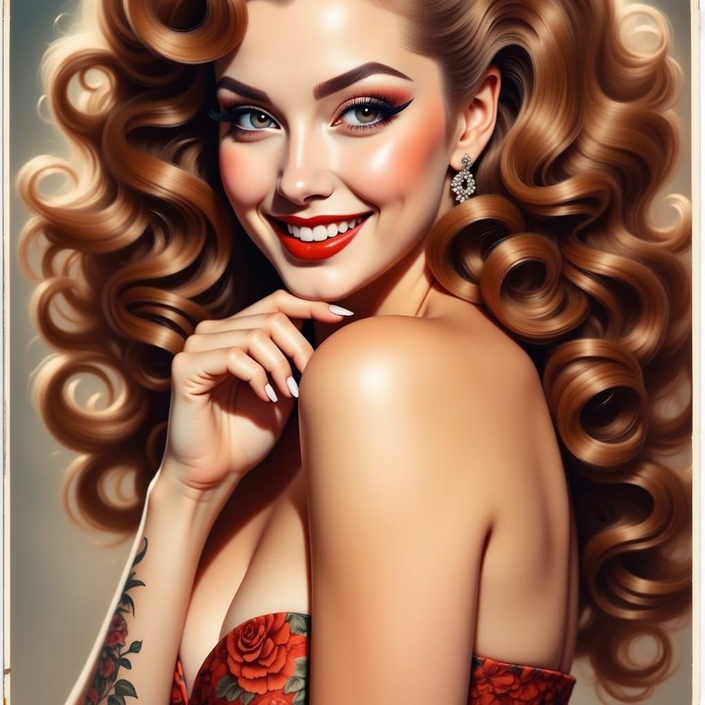 Glamorous Pin-Up Portrait in 80s Style