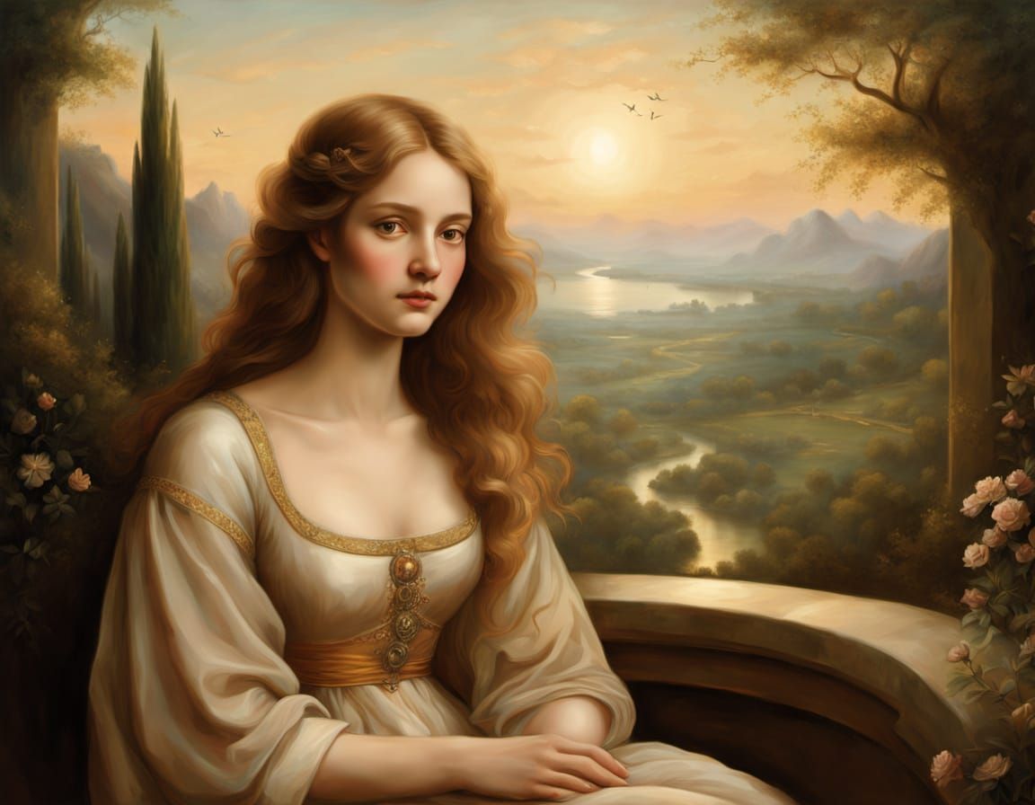 Serenely Smiling Woman in Earthy Tones