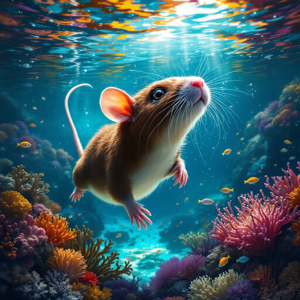 Hyperrealistic Semi-Aquatic Rat in Tropical Australian Water...