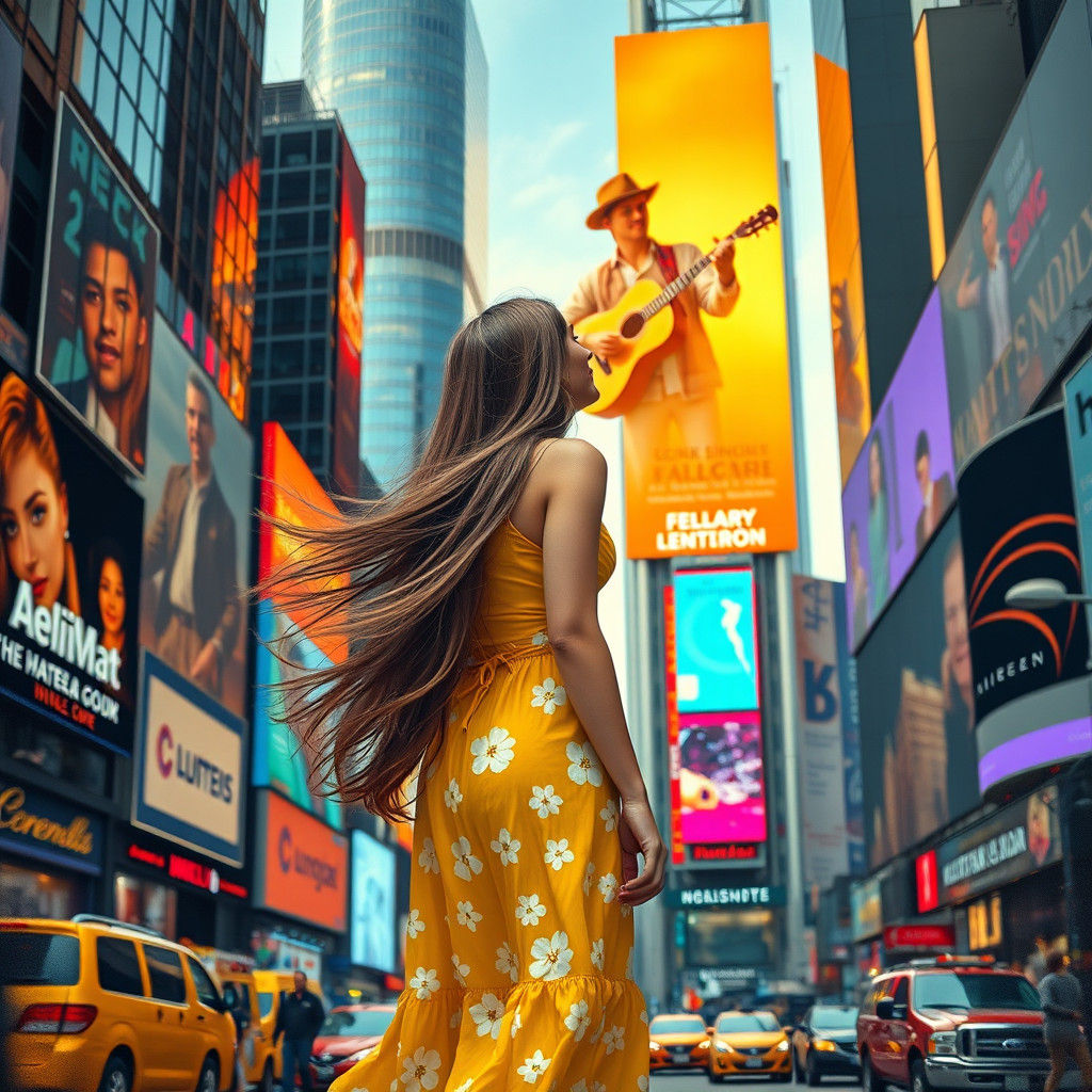 Delilah in Times Square, Nostalgic Painting