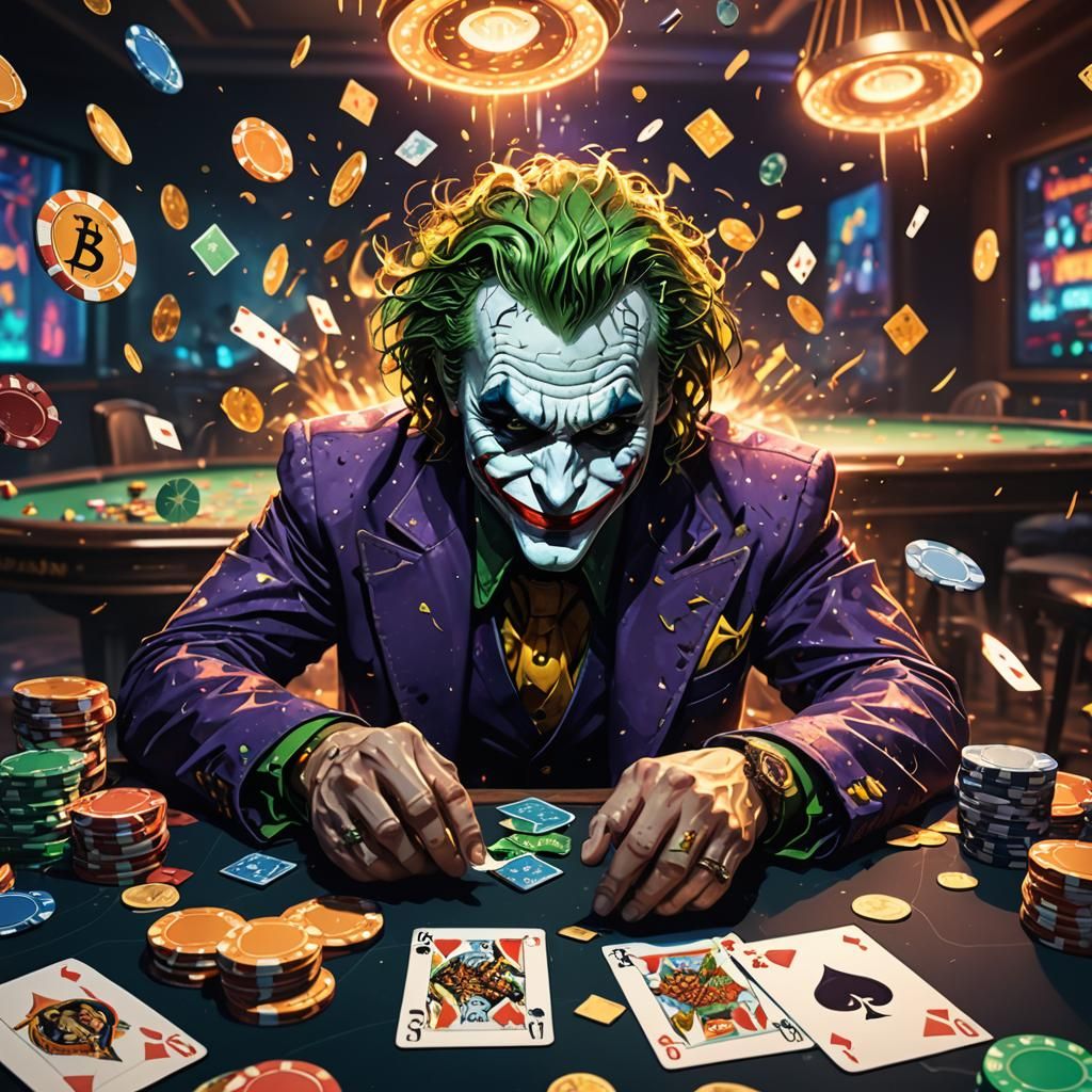 Joker Card Crypto Chaos: Concept Art in Neon