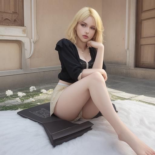 Beautiful Girl with Long Wavy Strawberry Blonde Hair