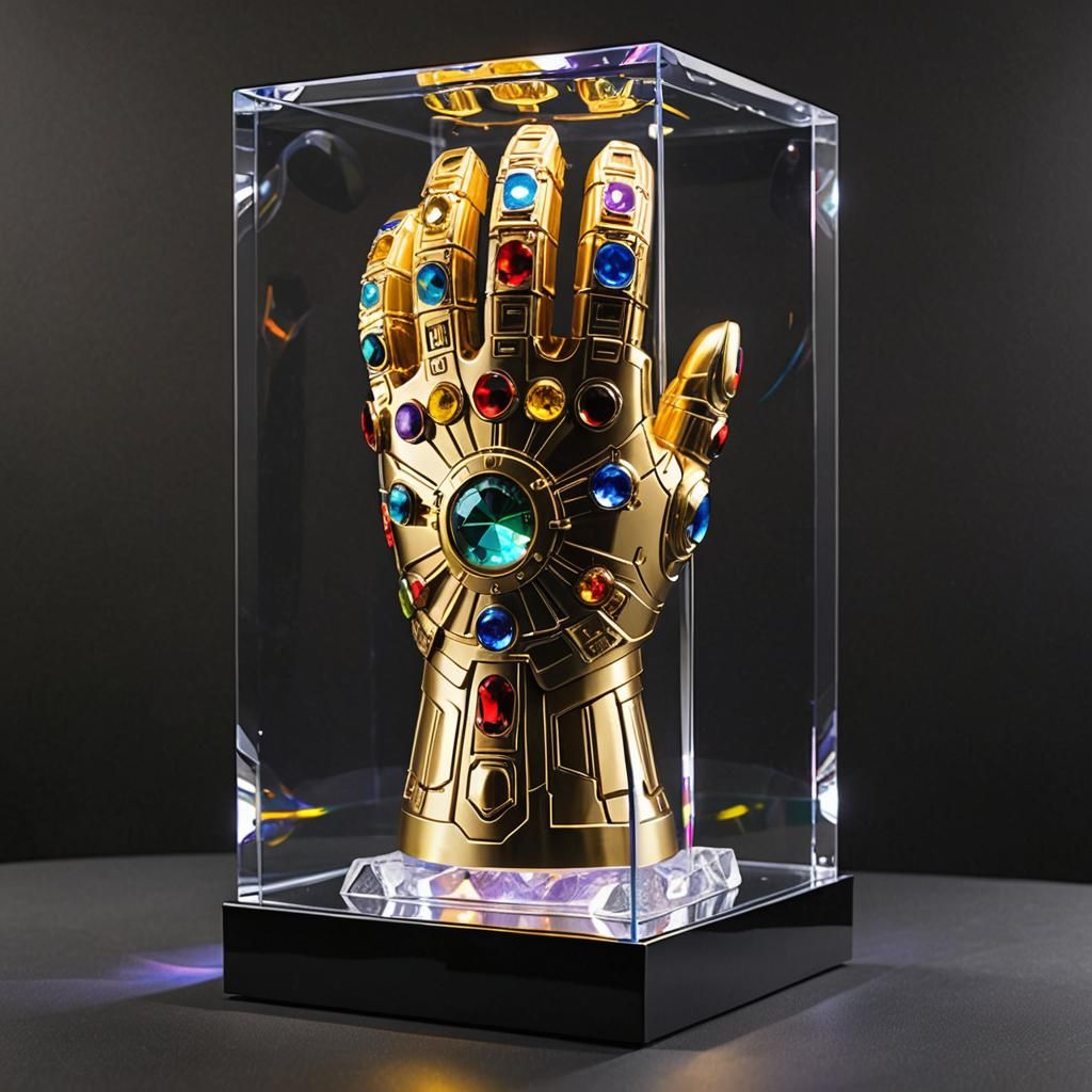 Infinity Gauntlet in Crystal Cube: 3D Laser Art