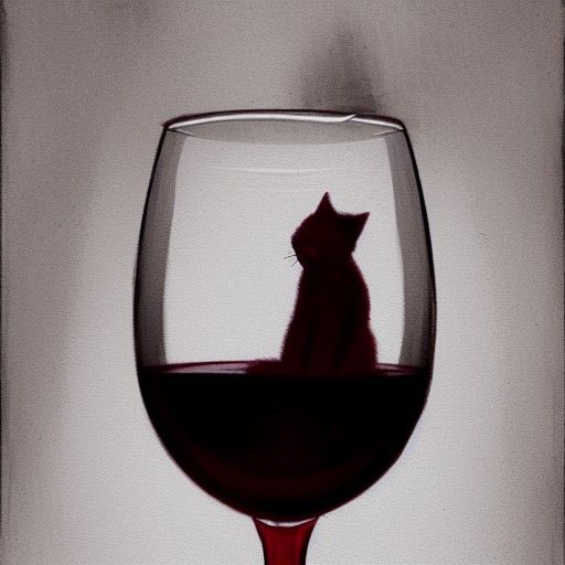 Sinister Cat with Wine Glass