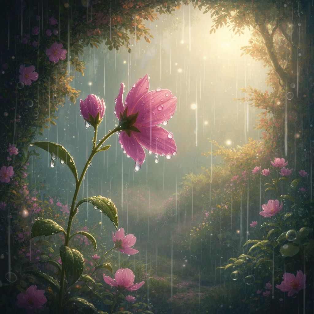 Ethereal Summer Raindrops on Velvet Petals