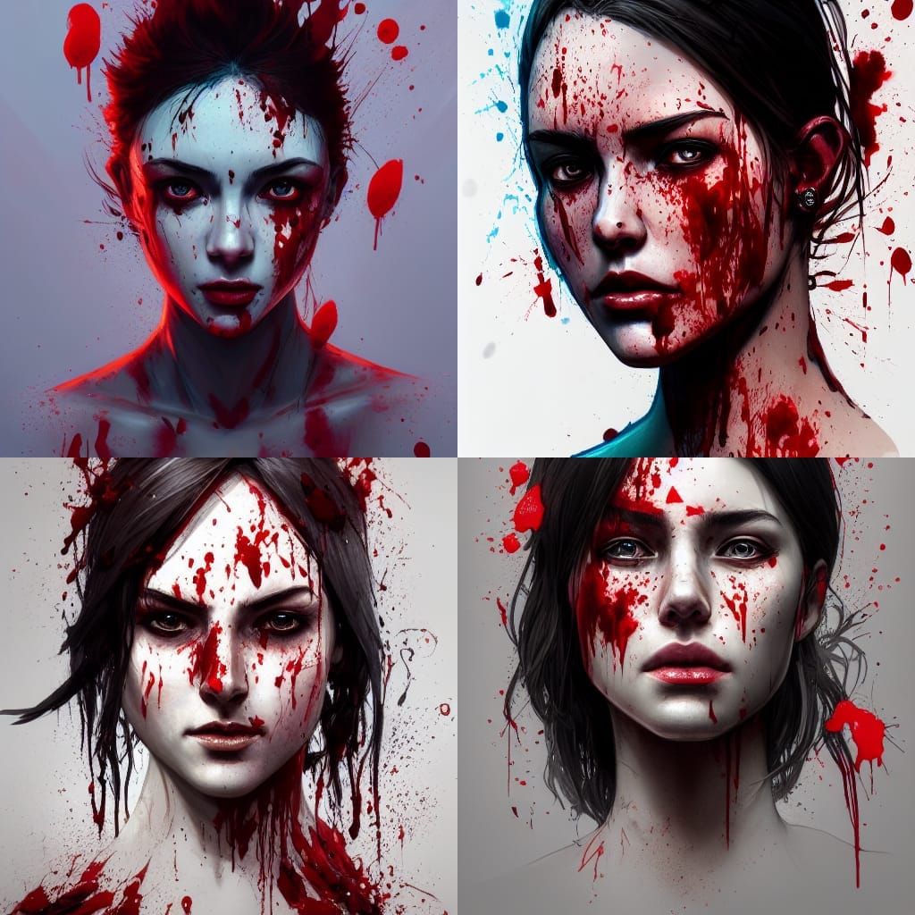 Hyperdetailed Portrait of Blood Splatter in Dynamic Lighting