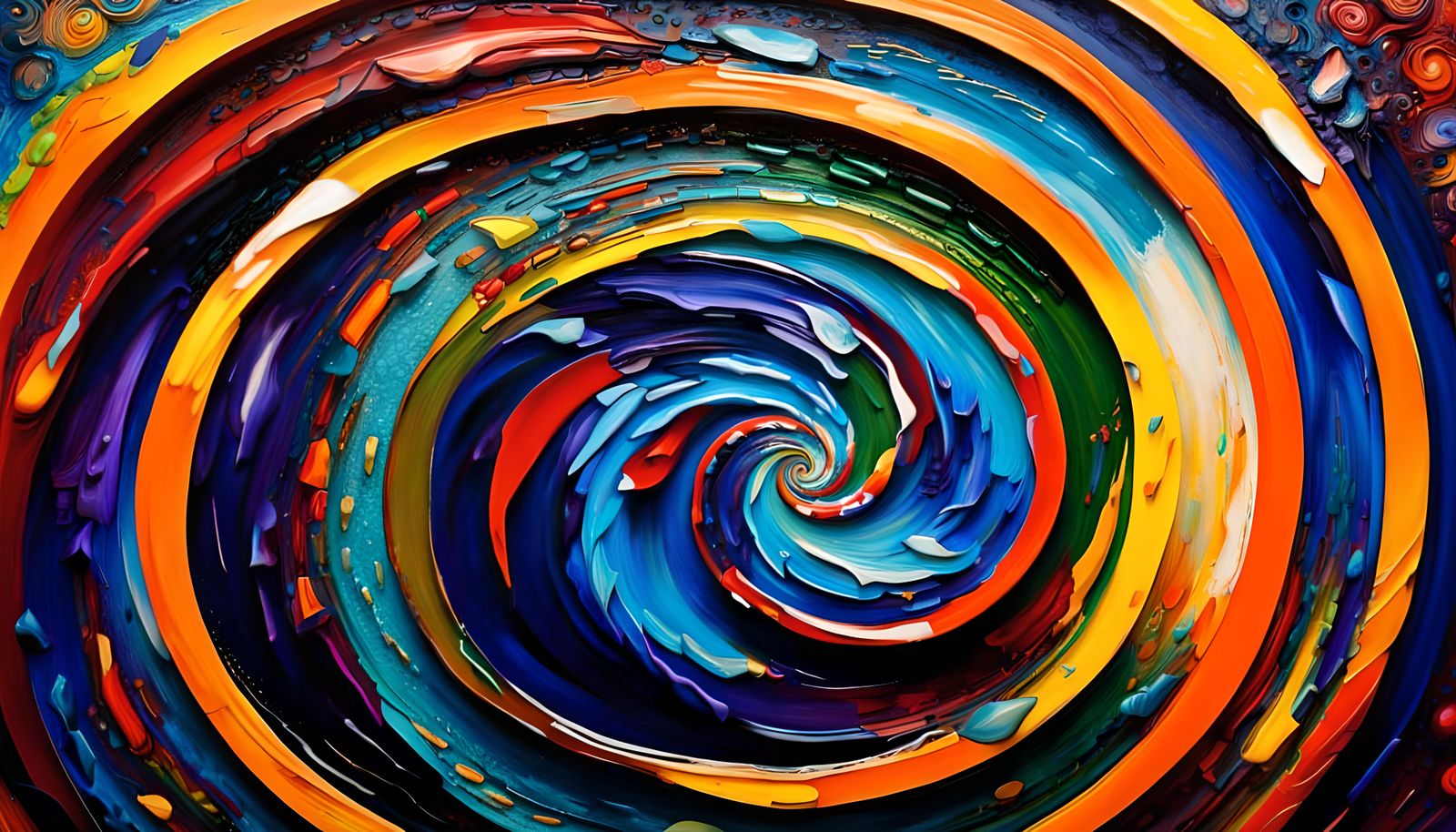 Vibrant Impasto Star-Flower in Electric Helix Vortex