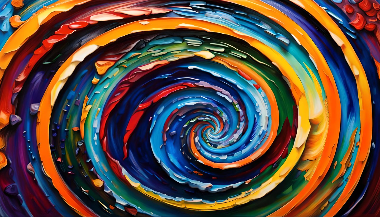 Vibrant Vortex Star-Flower in Impasto Oil Painting