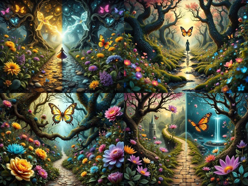 Enchanted Fork in the Road with Butterfly